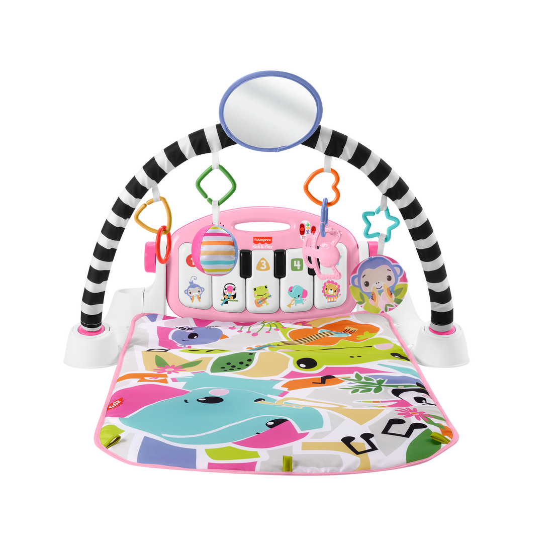 Bundle: Glow & Grow Piano Gym + Purple Monkey Stroller Toy