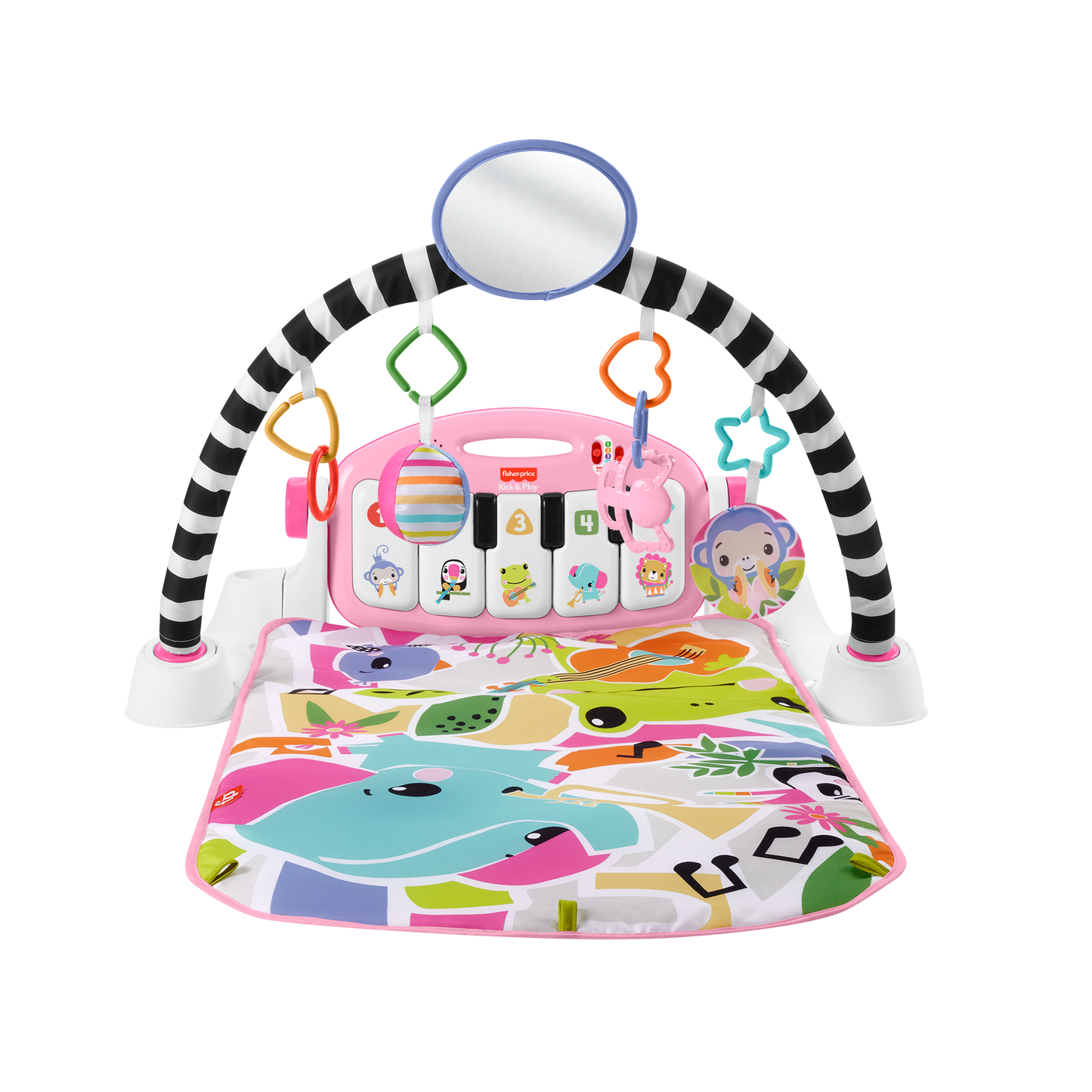 Bundle: Glow & Grow Piano Gym + Purple Monkey Stroller Toy