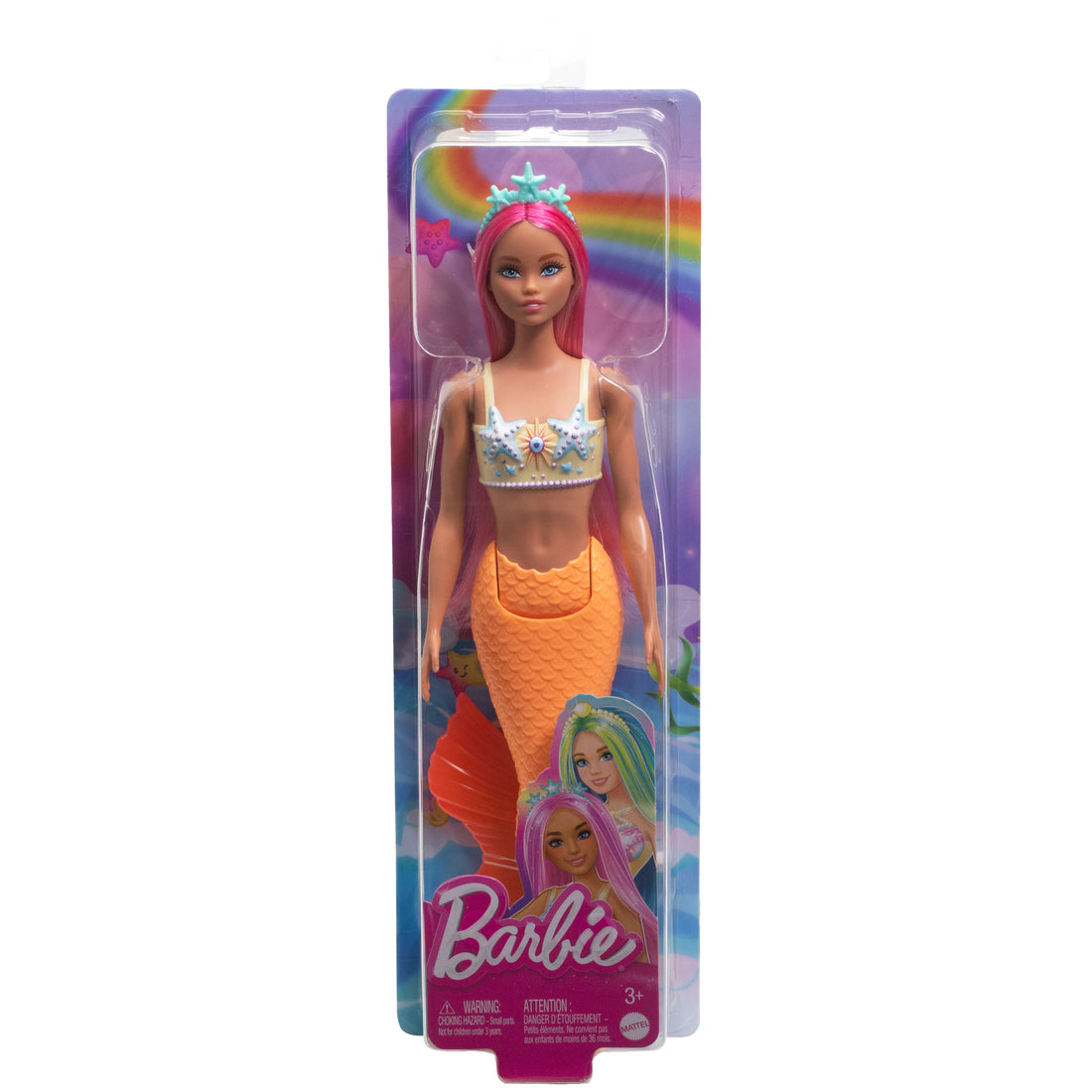 Barbie Mermaid Doll with Pink Hair, Soft Orange Tail and Headband Accessory