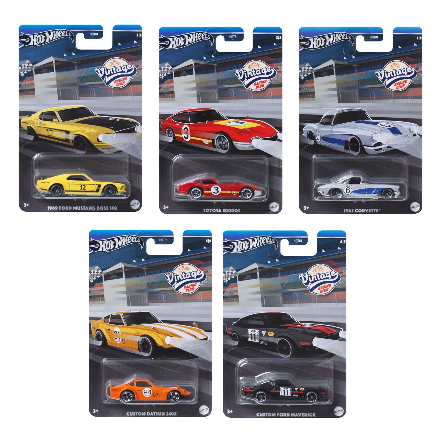 Hot Wheels 1:64 Scale Die-Cast Vintage Racing Club Car, Assorted