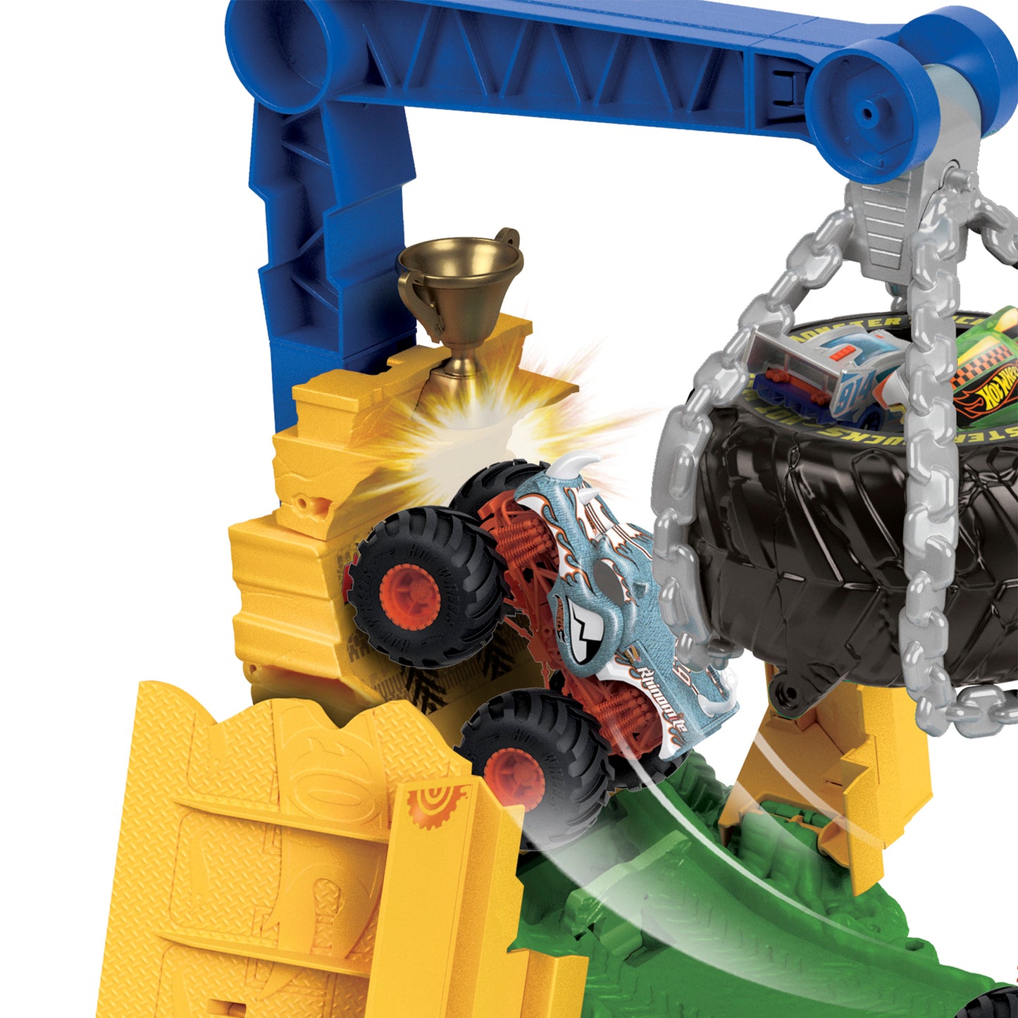 Hot Wheels Monster Trucks Arena Smashers Rhinomite Chargin' Challenge Playset
