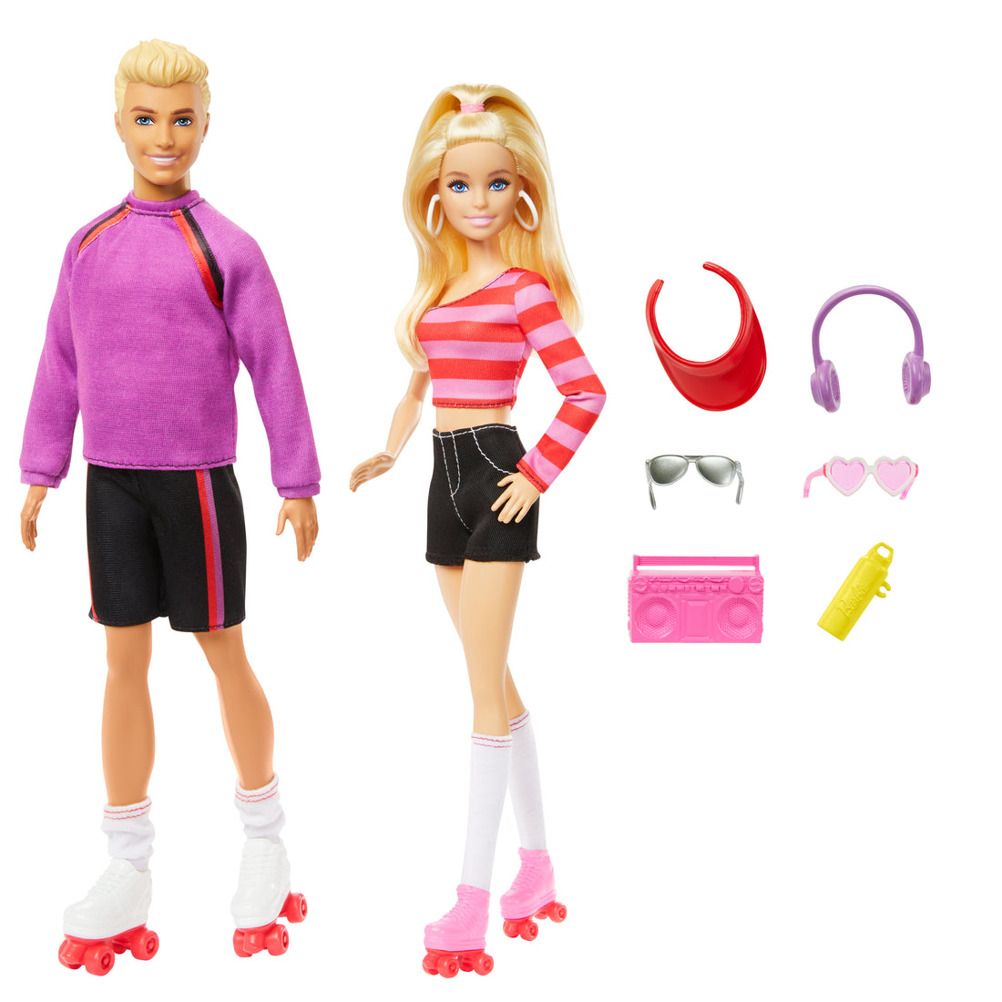 Barbie Fashionistas 2 Doll & 6 Accessories Set, Roller-Skating Theme, 65th Anniversary