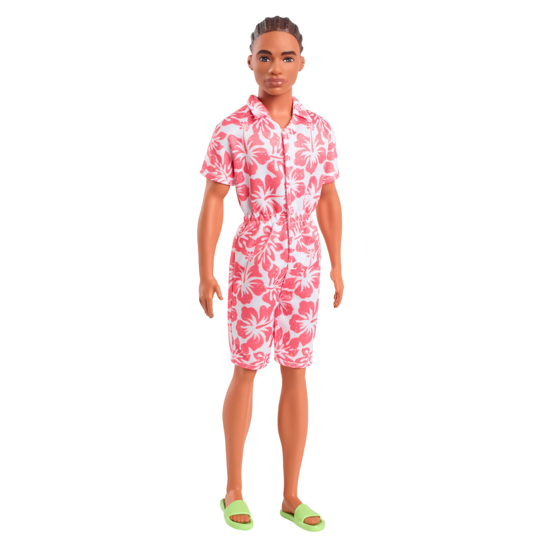 Barbie Fashionistas Ken Doll #235 in Hawaiian Print Jumpsuit with Green Sandals