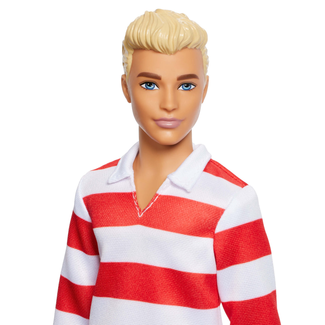Barbie Fashionistas Ken Doll #241 in Red Striped Top and Pink Shorts with White Sneakers, Blonde