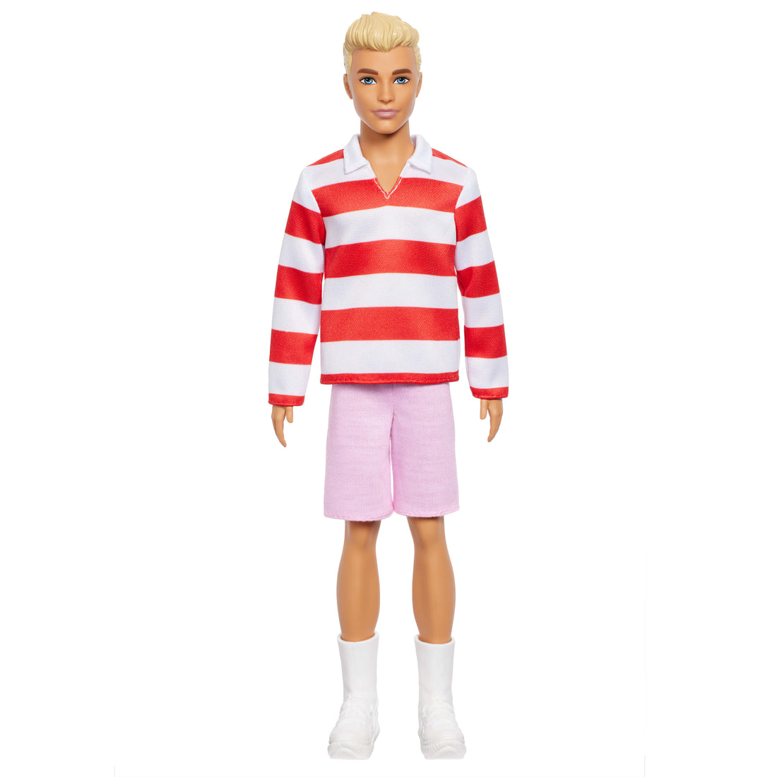 Barbie Fashionistas Ken Doll #241 in Red Striped Top and Pink Shorts with White Sneakers, Blonde