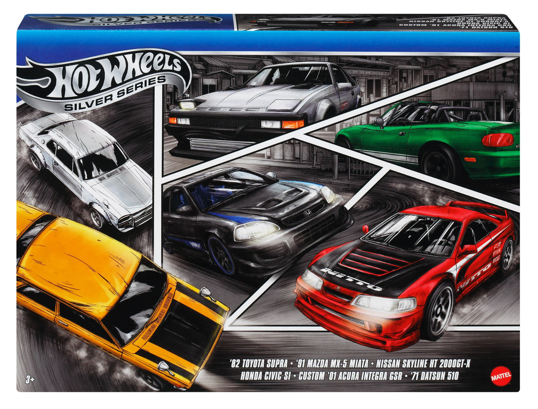 Hot Wheels 1:64 Scale Die-Cast Toy Cars, Set of 6 Japanese Vehicles (Styles May Vary)