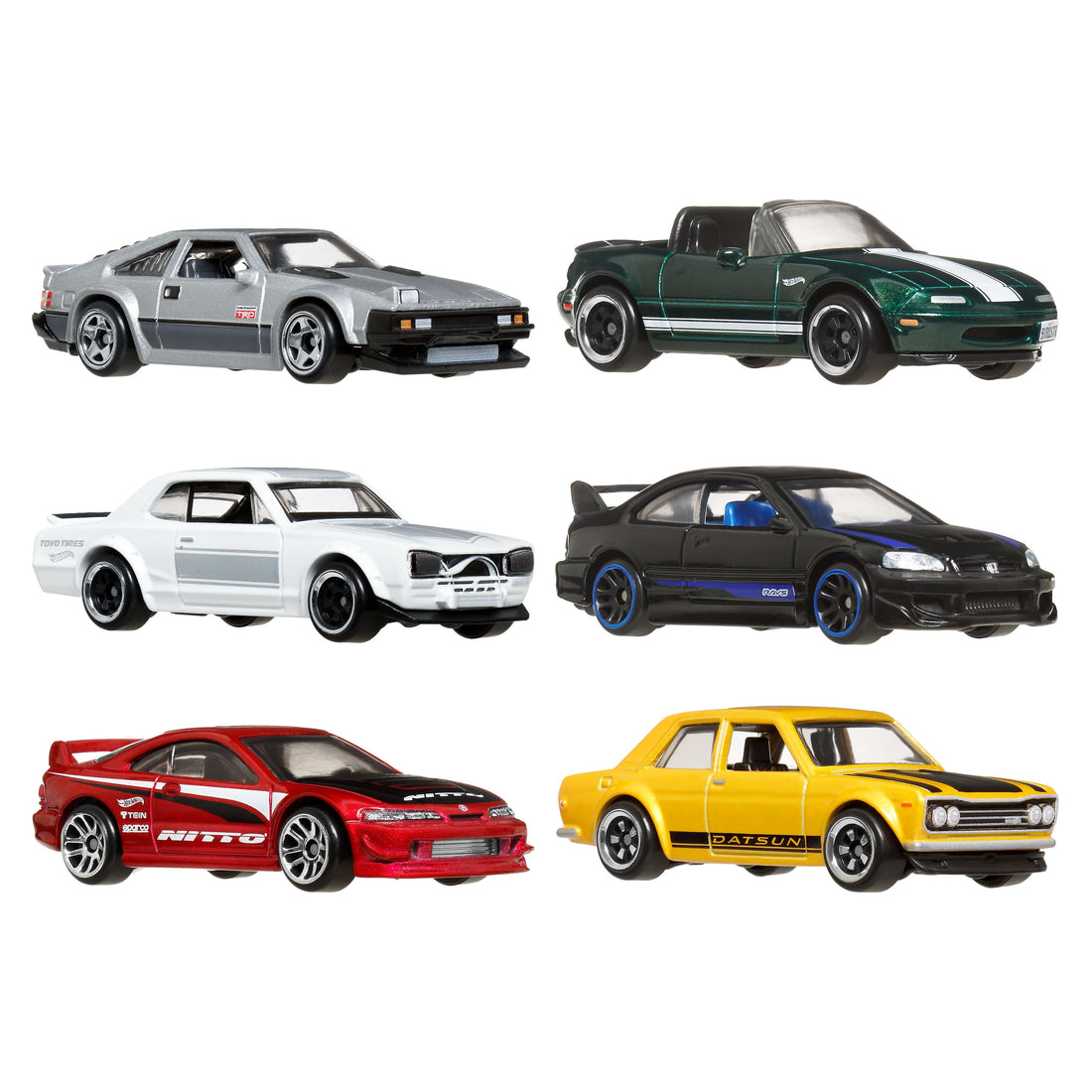 Hot Wheels 1:64 Scale Die-Cast Toy Cars, Set of 6 Japanese Vehicles (Styles May Vary)