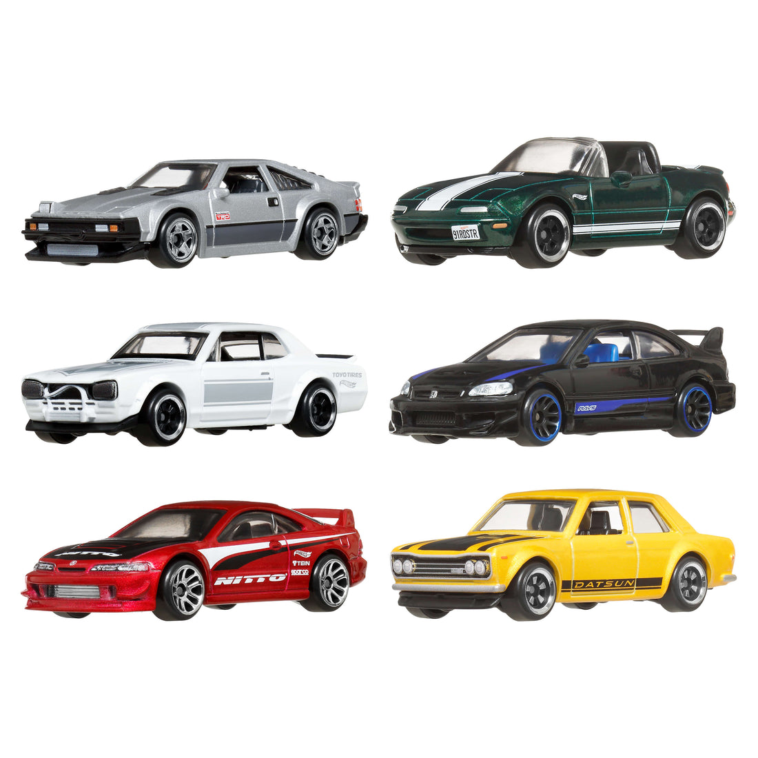 Hot Wheels 1:64 Scale Die-Cast Toy Cars, Set of 6 Japanese Vehicles (Styles May Vary)