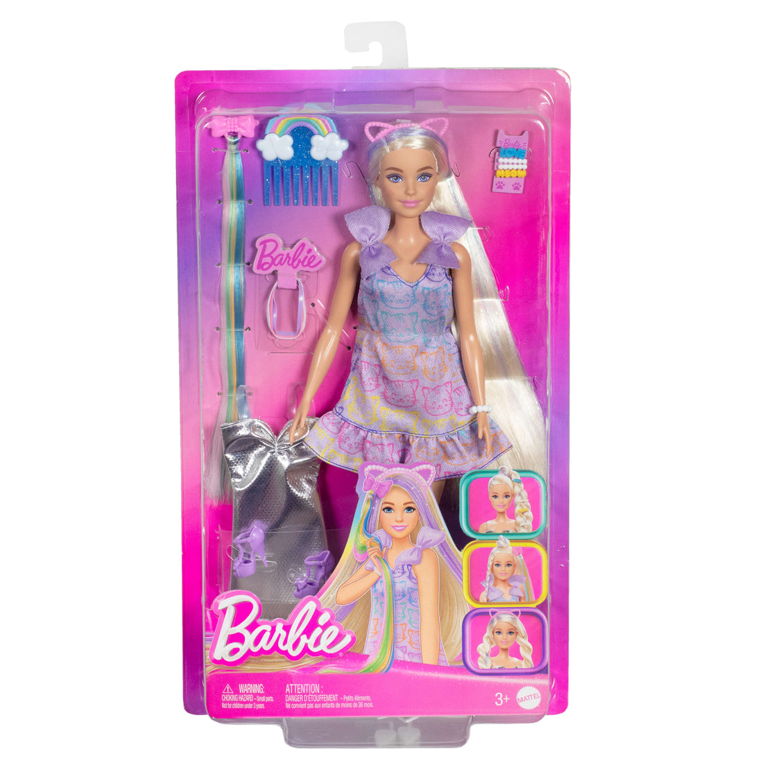 Barbie Fun & Fancy Doll & Accessories, Blonde Fashion Doll with Extra-Long Hair & 2 Looks