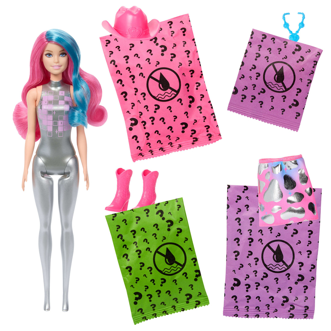 Barbie Colour Reveal Disco Star Series Fashion Doll & Accessories with 6 Surprises (Styles May Vary)