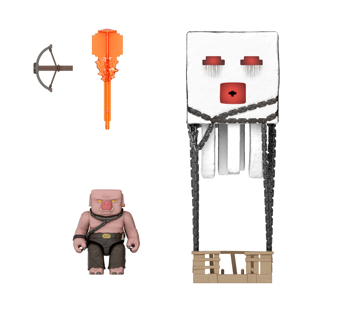 Bundle: Minecraft Blast Attack Ghast Action Figure Set & 2 Mini Mode Spawn Egg Surprise
