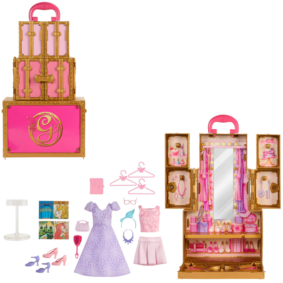 Bundle: Wicked's Glinda Fashion Doll & Glamorous Closet