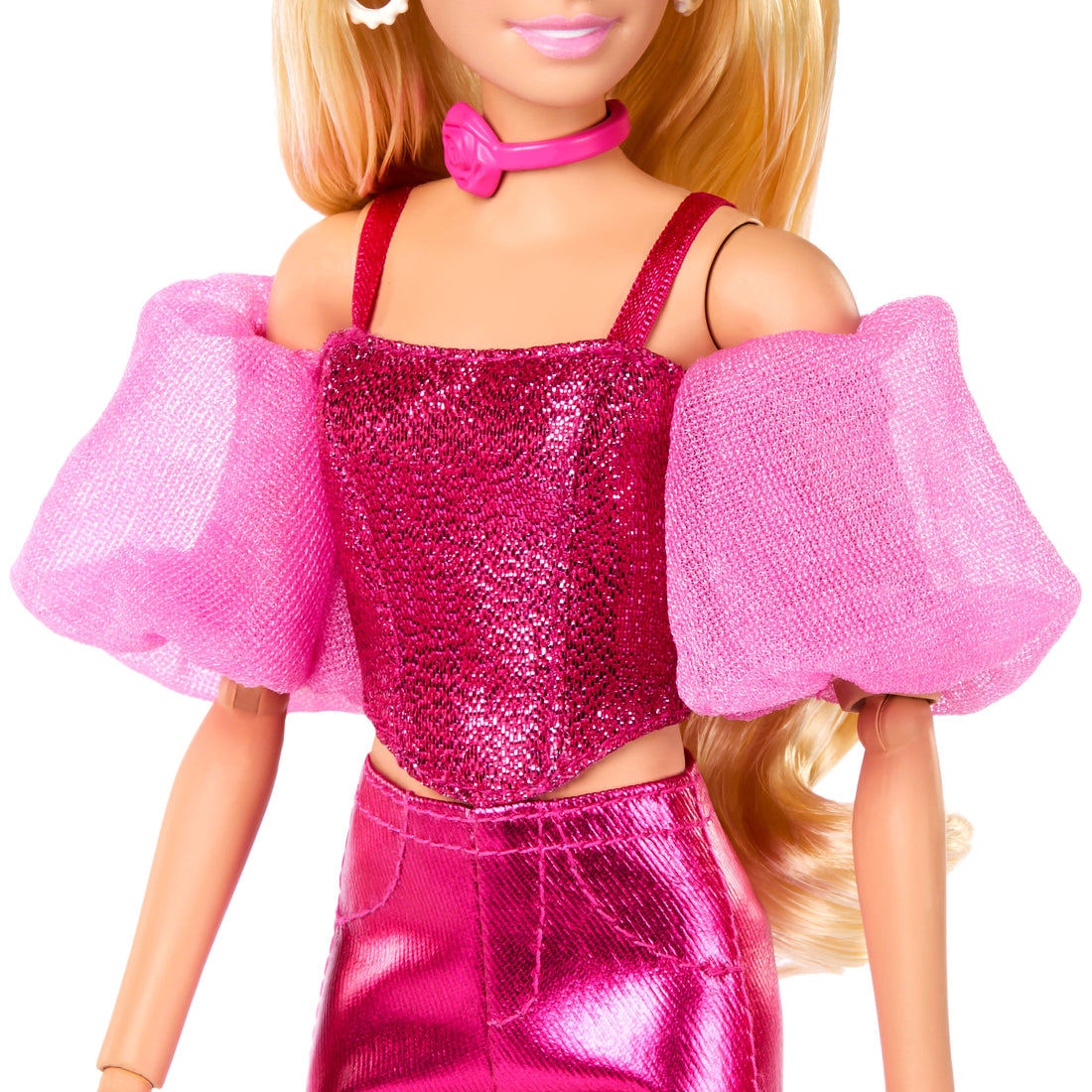 Barbie Deluxe Style Fashion Doll #5 in Metallic Pink Outfit with Corset Top and Accessories, Blonde