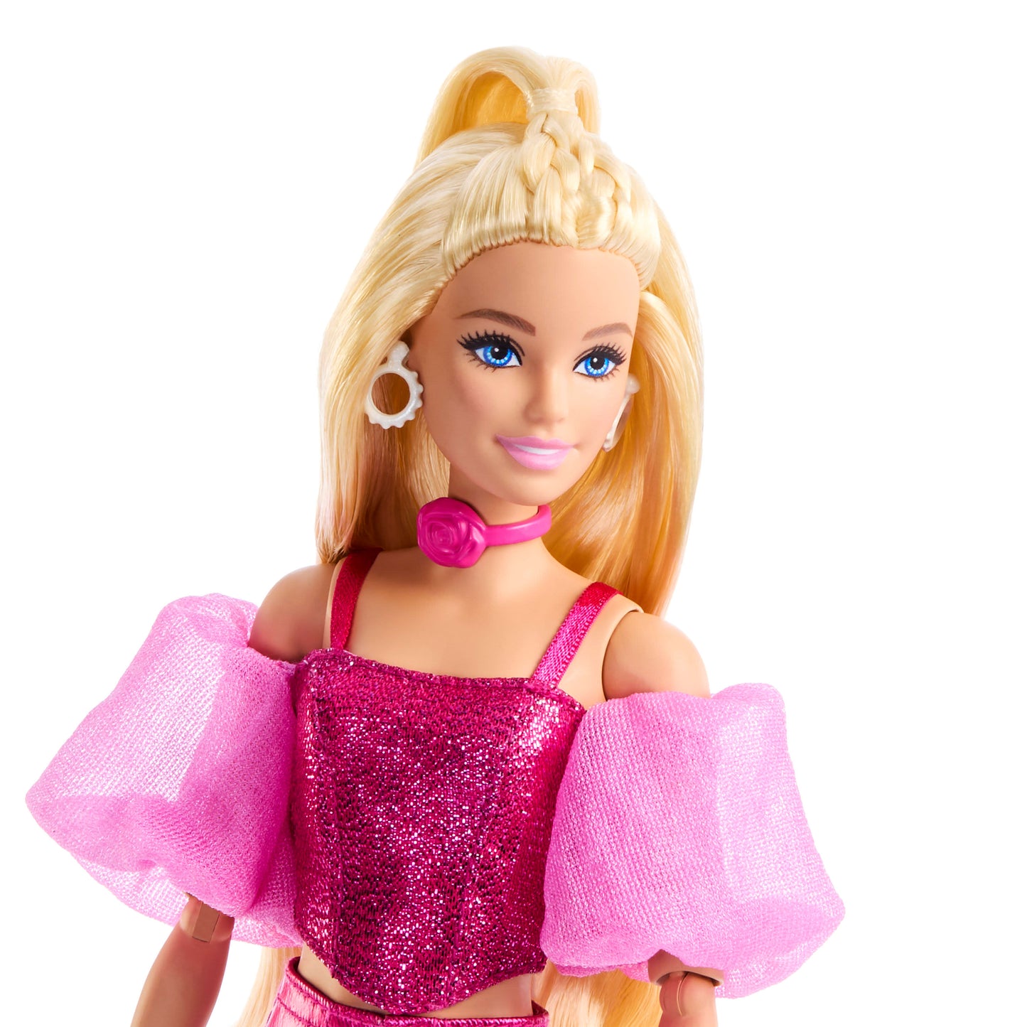 Barbie Deluxe Style Fashion Doll #5 in Metallic Pink Outfit with Corset Top and Accessories, Blonde