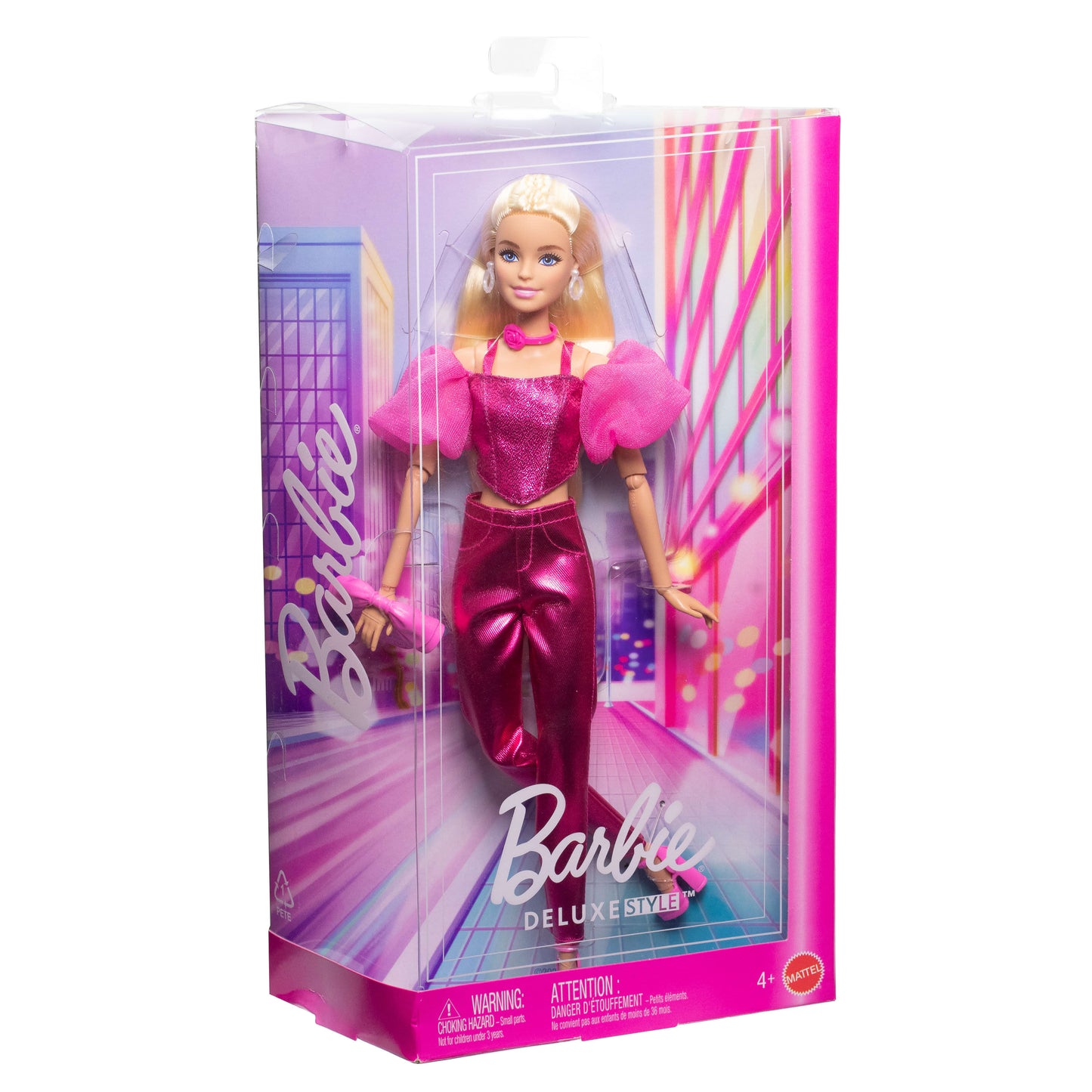 Barbie Deluxe Style Fashion Doll #5 in Metallic Pink Outfit with Corset Top and Accessories, Blonde