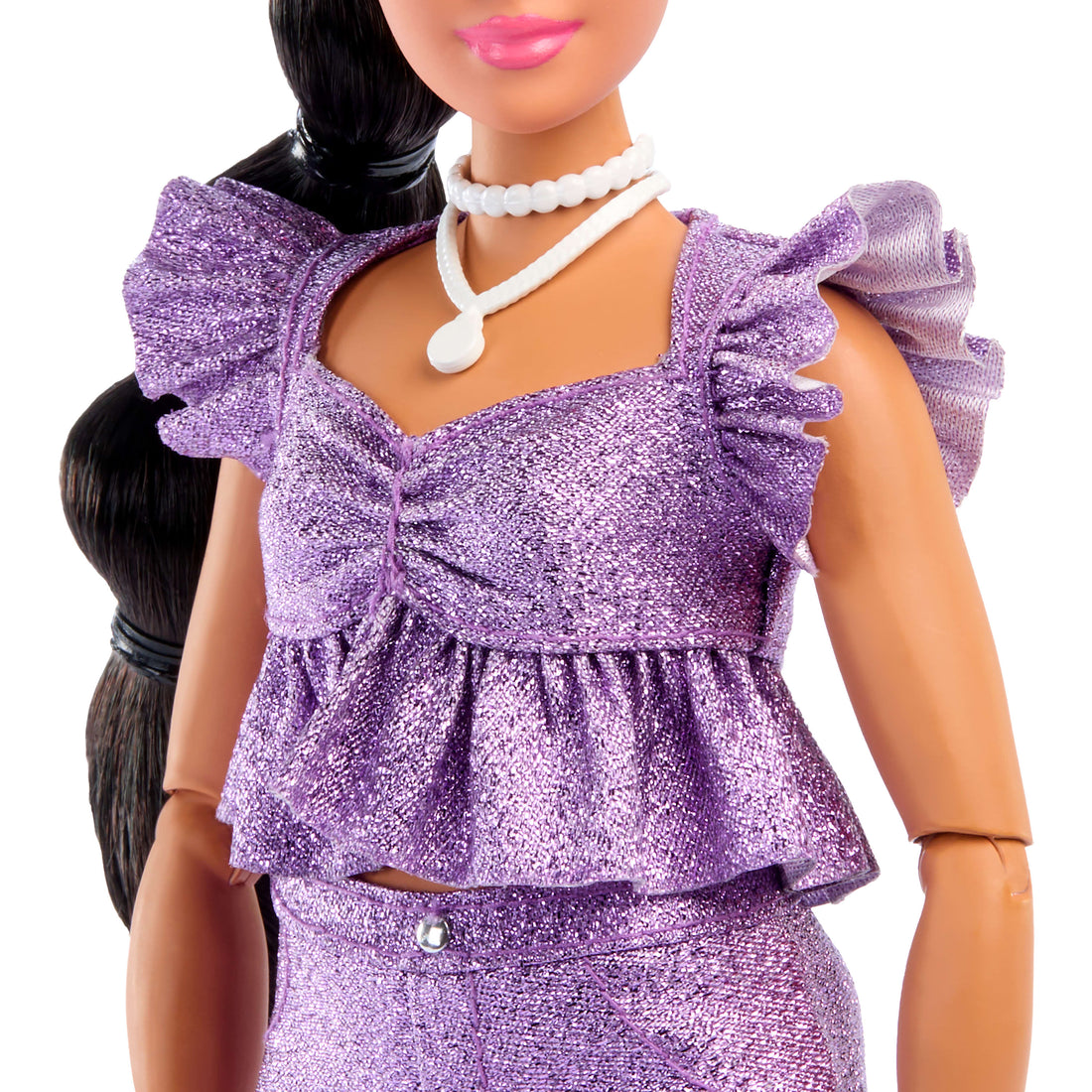 Barbie Deluxe Style Fashion Doll #8 in Metallic Purple Top and Sparkly Shorts with Accessories