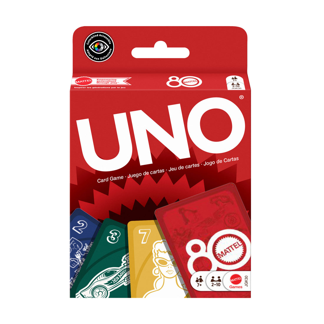 UNO Mattel 80th Anniversary Ruby Red Card Game