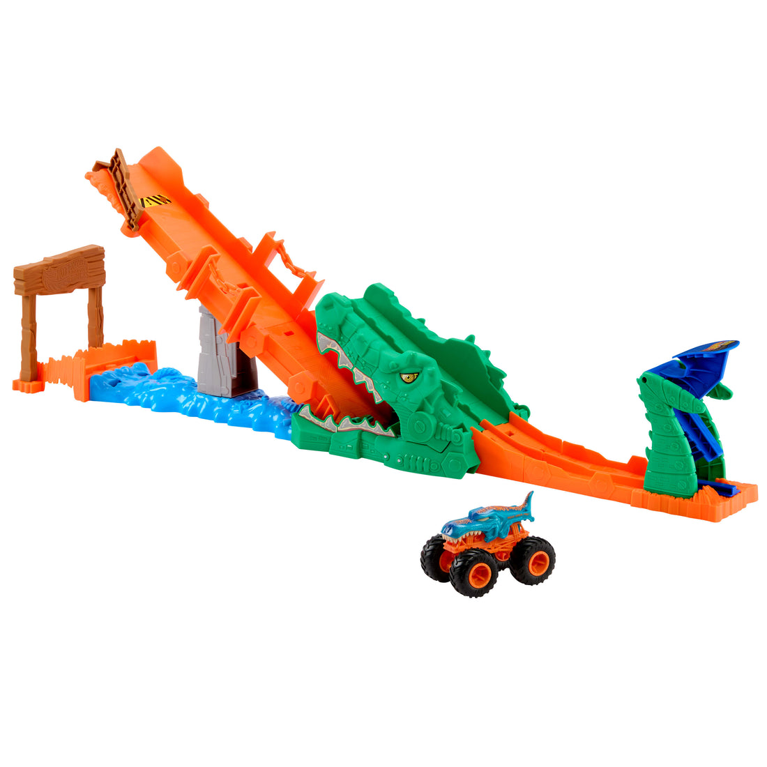 Hot Wheels Monster Trucks Crocodile Crash Challenge Playset