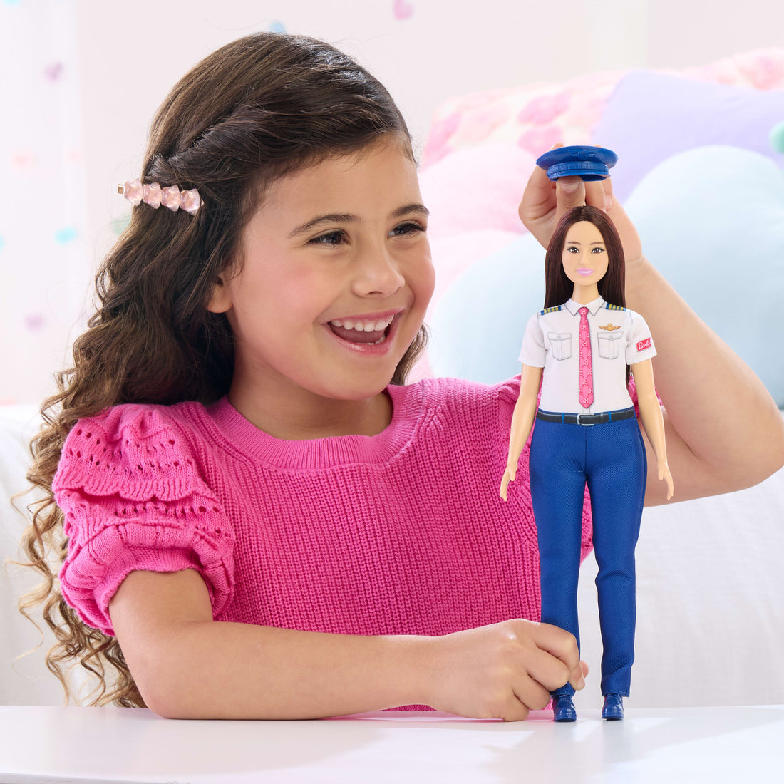 Barbie Careers Pilot Doll & Accessory, Fashion Doll Wearing Removable Uniform & Shoes with Hat