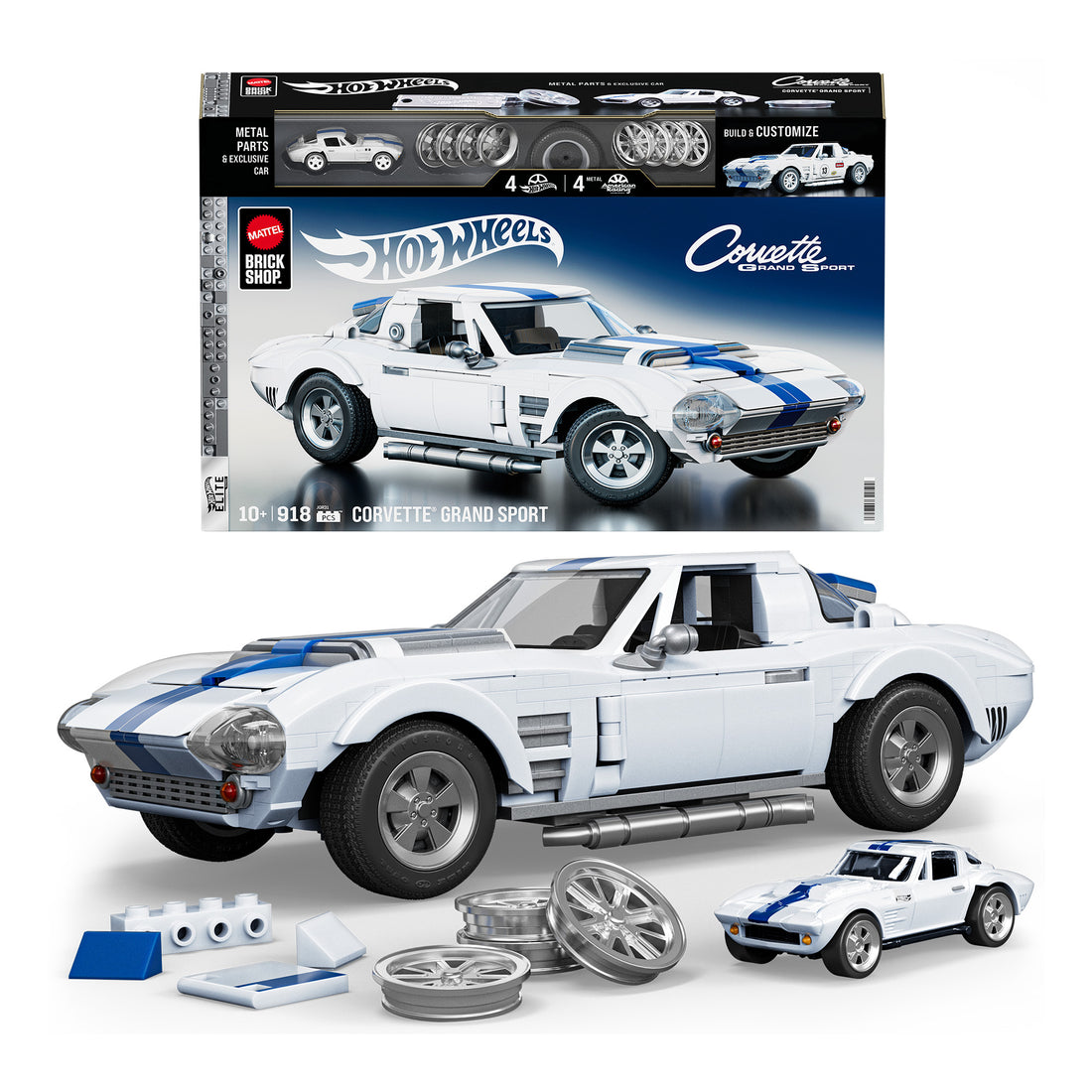 Bundle: Brick Shop Maserati, Cadillac & Corvette Hot Wheels Building Set Trio