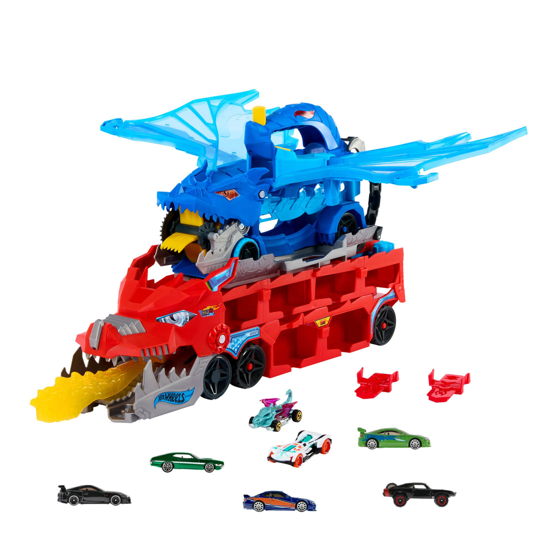 Bundle: Hot Wheels Ultimate Dual Dragon Transporter + 5 Fast & Furious Cars