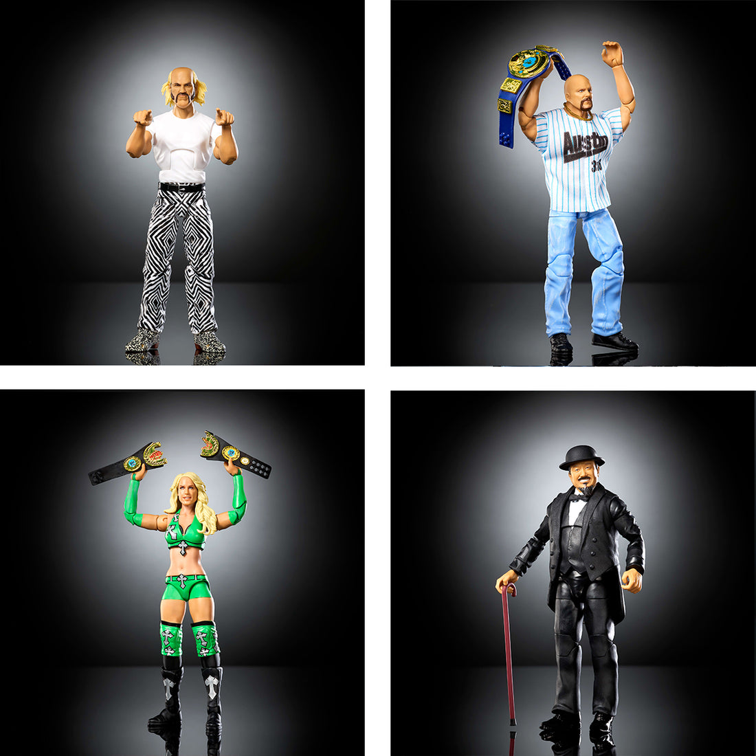 Bundle: WWE Elite Legends - 4 Action Figures, Stone Cold Steve Austin, Jesse The Body Ventura, Mr Fuji and Michelle McCool