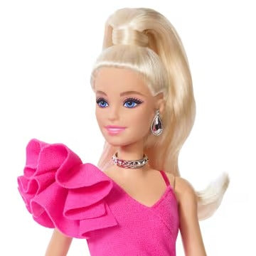 Barbie Deluxe Style Doll #15 in Hot Pink Barbiecore Dress With Lace Tights And Blonde Ponytail