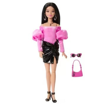 Barbie Deluxe Style Doll #13 in Pink Barbiecore Top With Glossy Mini Skirt And Black Hair