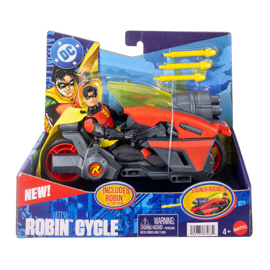 DC Premier 6.5 Inch Batlink Robin Figure & Motorcycle Vehicle With Projectile Launch