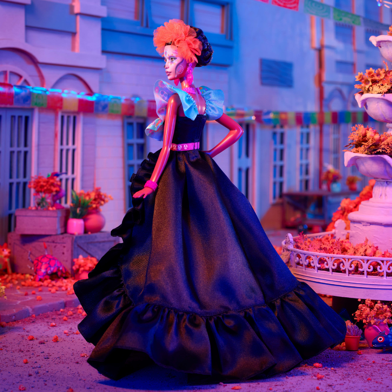 Barbie Signature Día De Muertos 2024 Collectible Barbie Doll in Ruffled Black Gown