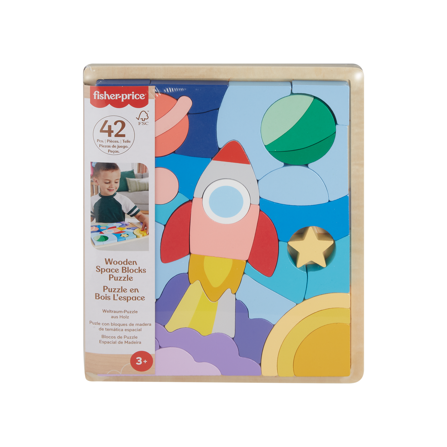 Fisher-Price Wooden Space Blocks Puzzle