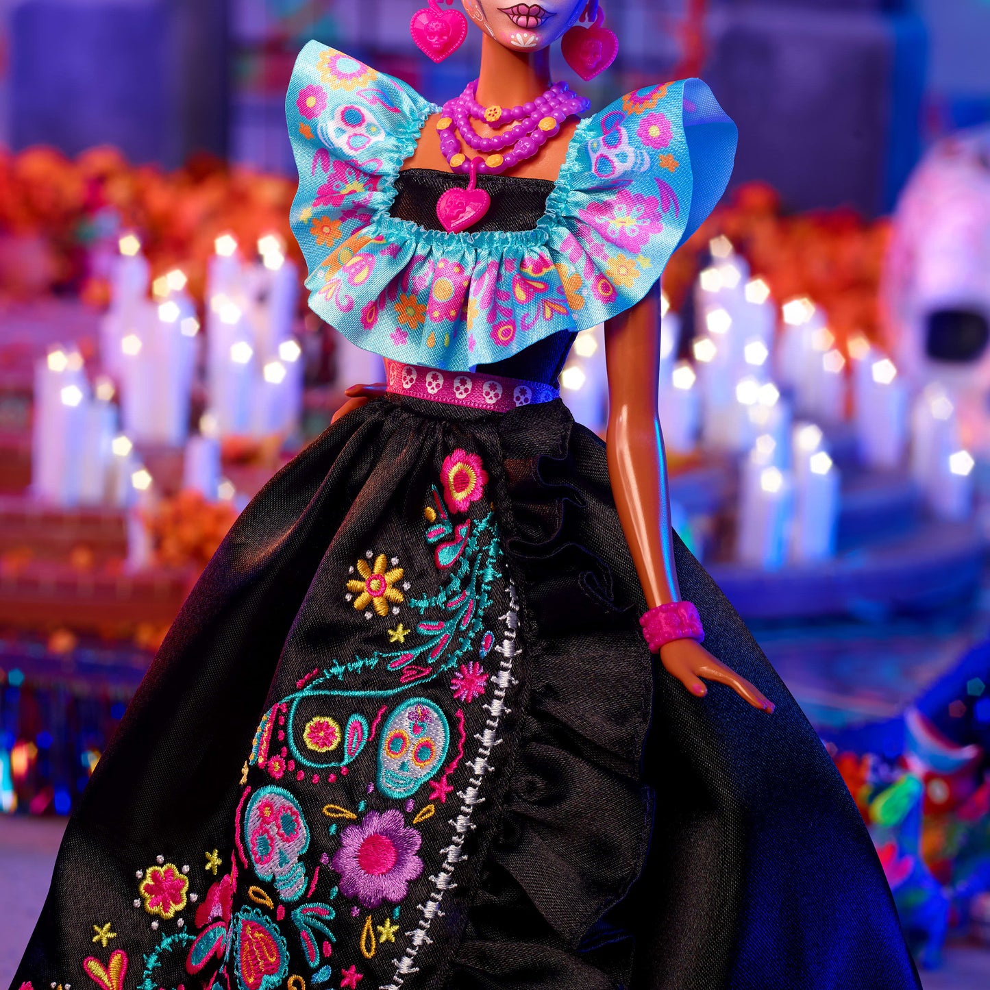 Barbie Signature Día De Muertos 2024 Collectible Barbie Doll in Ruffled Black Gown