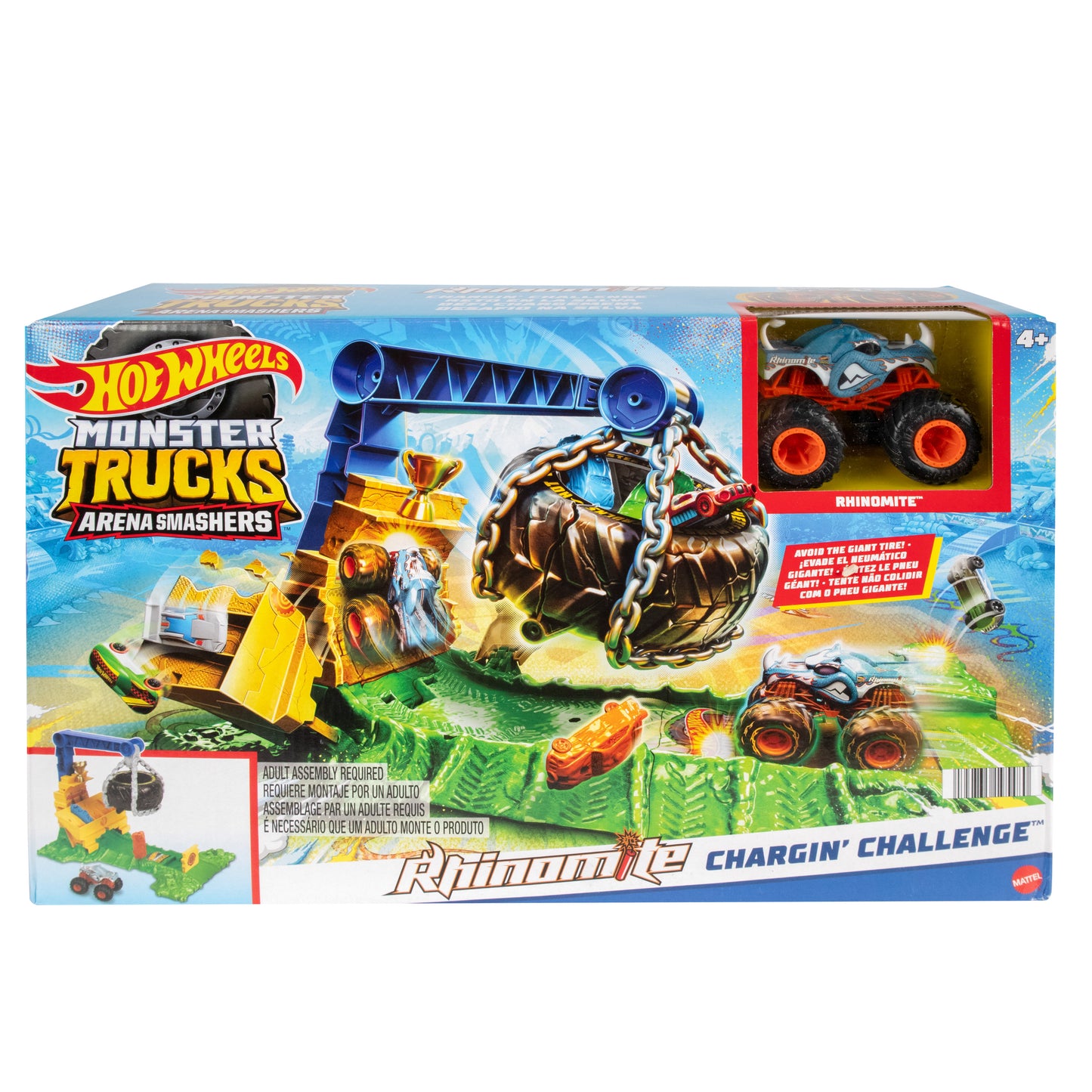 Hot Wheels Monster Trucks Rhinomite Chargin Challenge Playset