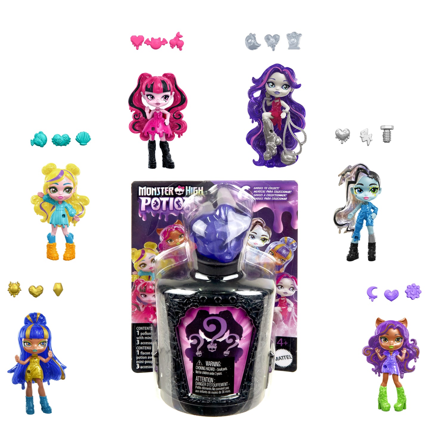 Monster High Potions Mini Dolls, Surprise Character Figures with Water Reveal - Assorted*
