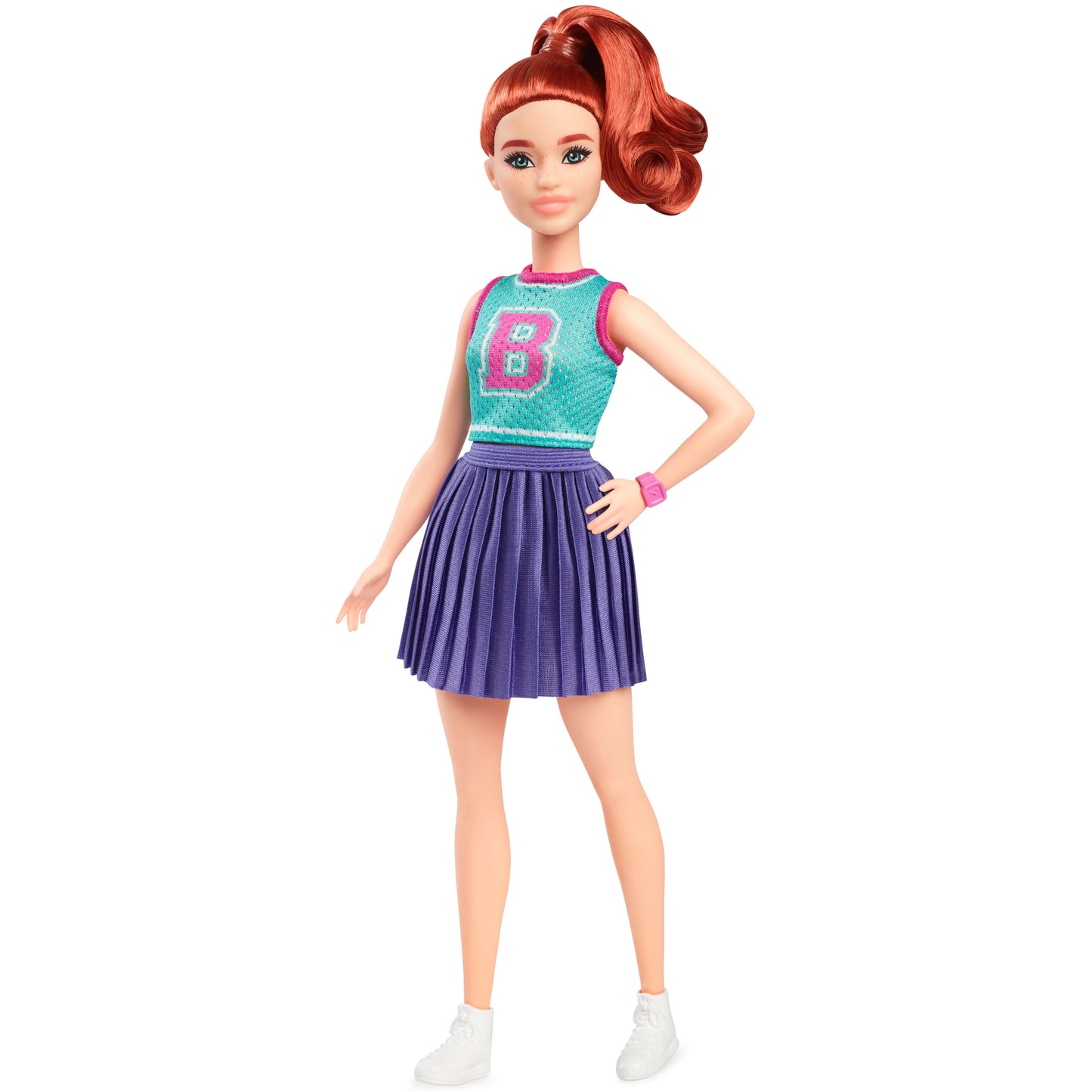 Barbie Fashionistas Doll #232 in Jersey Top and Pleated Purple Skirt