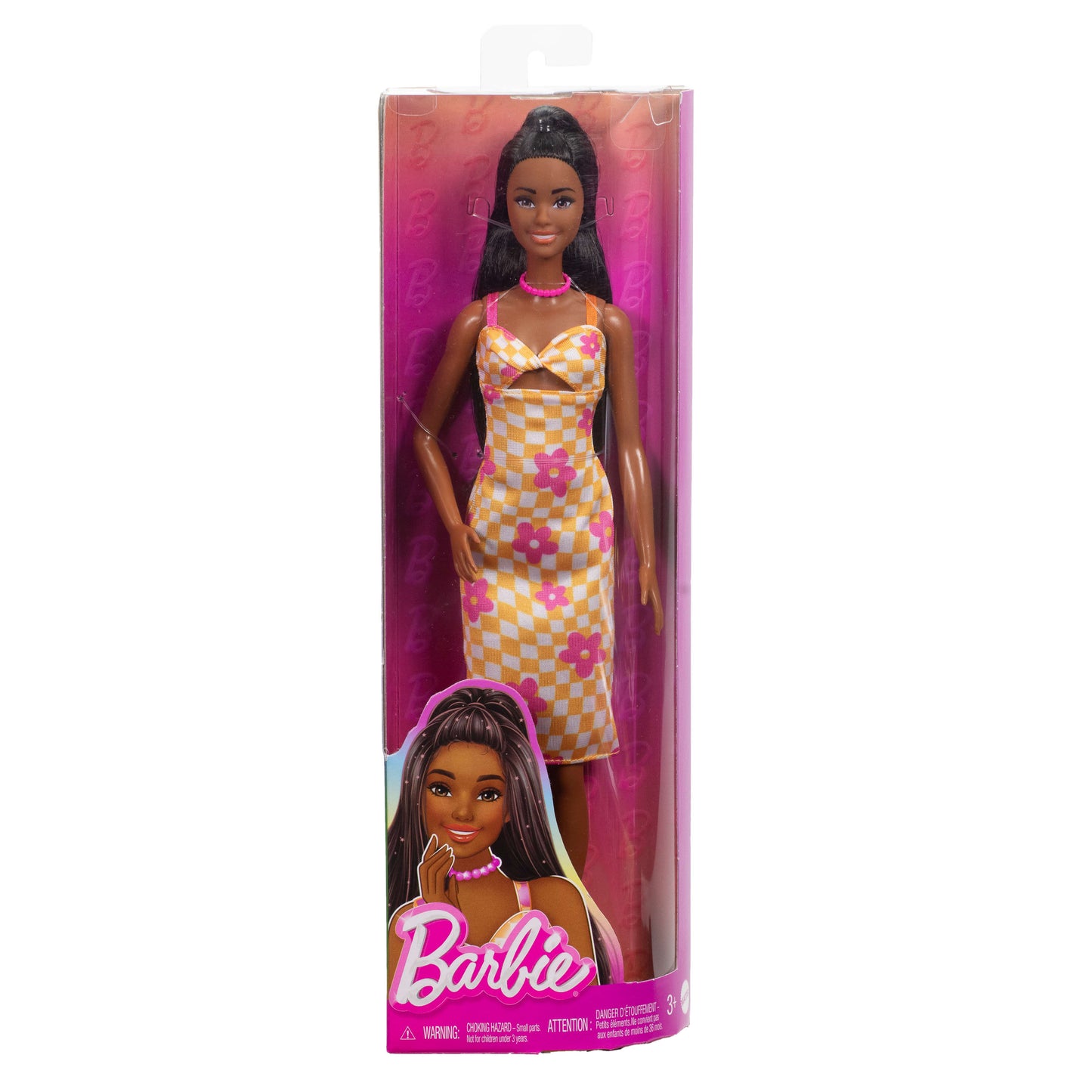 Barbie Fashionistas Doll #233 in Checkered Flower Midi Dress