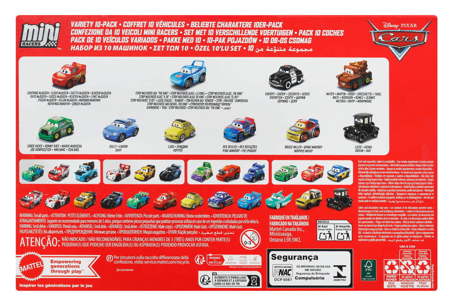 Disney and Pixar Cars Mini Racers 10-Pack