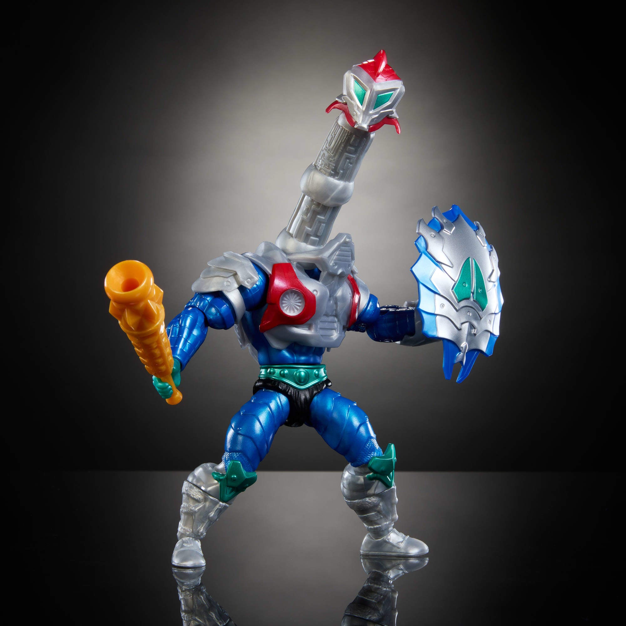 Masters Of The Universe Origins - Mekaneck Turtles Of Grayskull, Action Figure Snodata 14 Cm Con Armatura, Mazza E Scudo, Crossover MOTU E Tartarughe Ninja, Giocattolo 6+ Anni - 3