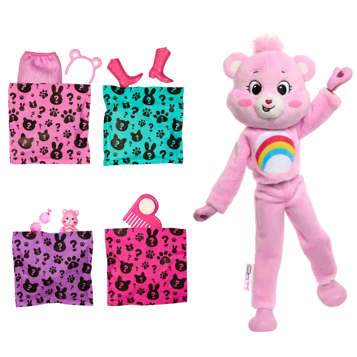 Barbie Cutie Reveal Care Bears Series Doll & Accessories in Cheer Bear Plush Costume