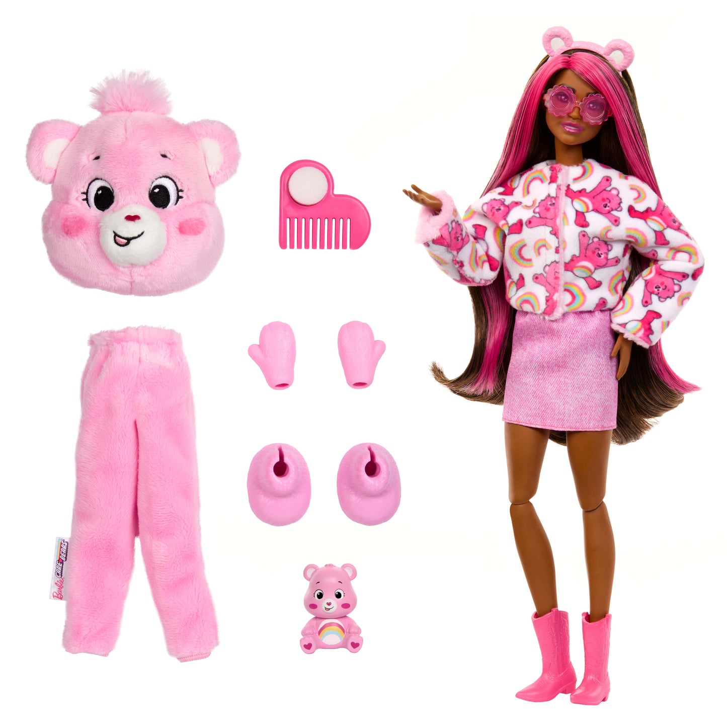 Barbie Cutie Reveal Care Bears Series Doll & Accessories in Cheer Bear Plush Costume