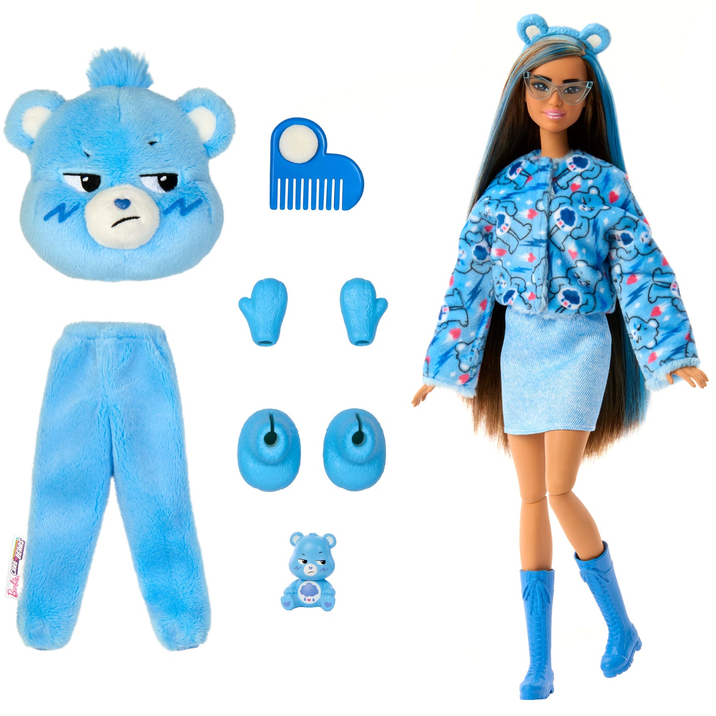 Barbie Cutie Reveal Care Bears Series Doll & Accessories in Grumpy Bear Plush Costume