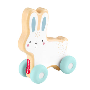 Fisher-Price Wooden Push-Along Bunny Toy Vehicle for Baby Crawling Play