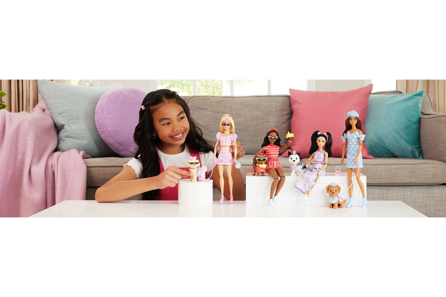 Barbie Twinning Looks Fashion Doll with Pet Dog, Matching Pink Clothes & Accessories, Blonde