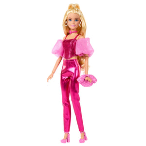 Barbie Deluxe Style Fashion Doll #5 in Metallic Pink Outfit with Corset Top and Accessories, Blonde