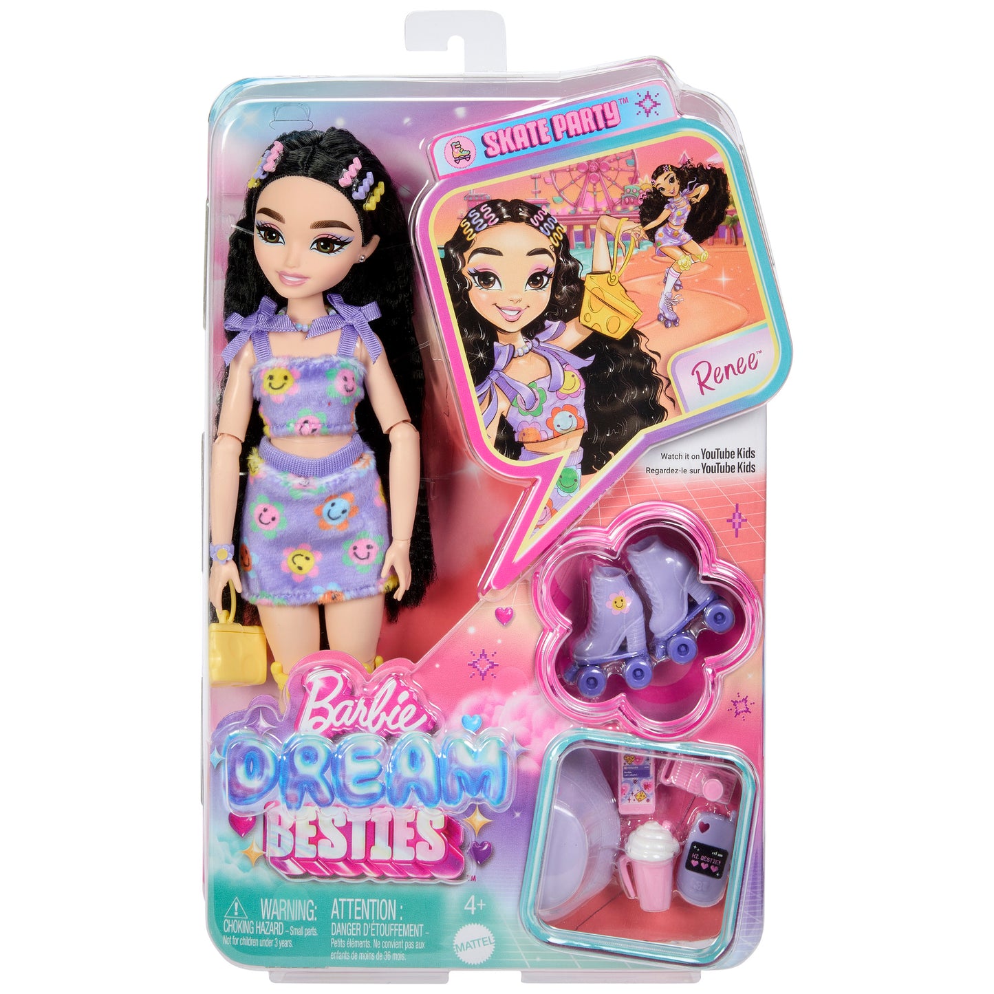 Dream Besties Barbie Renee Roller Skating Fashion Doll 