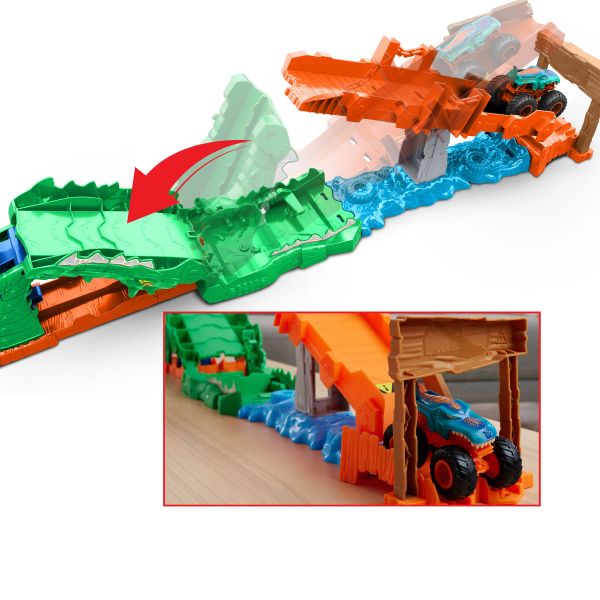 Hot Wheels Monster Trucks Crocodile Crash Challenge Playset