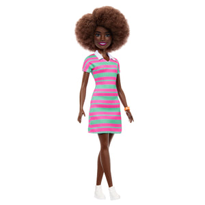 Barbie Fashionistas Doll #247 with Pink and Green Striped Dress