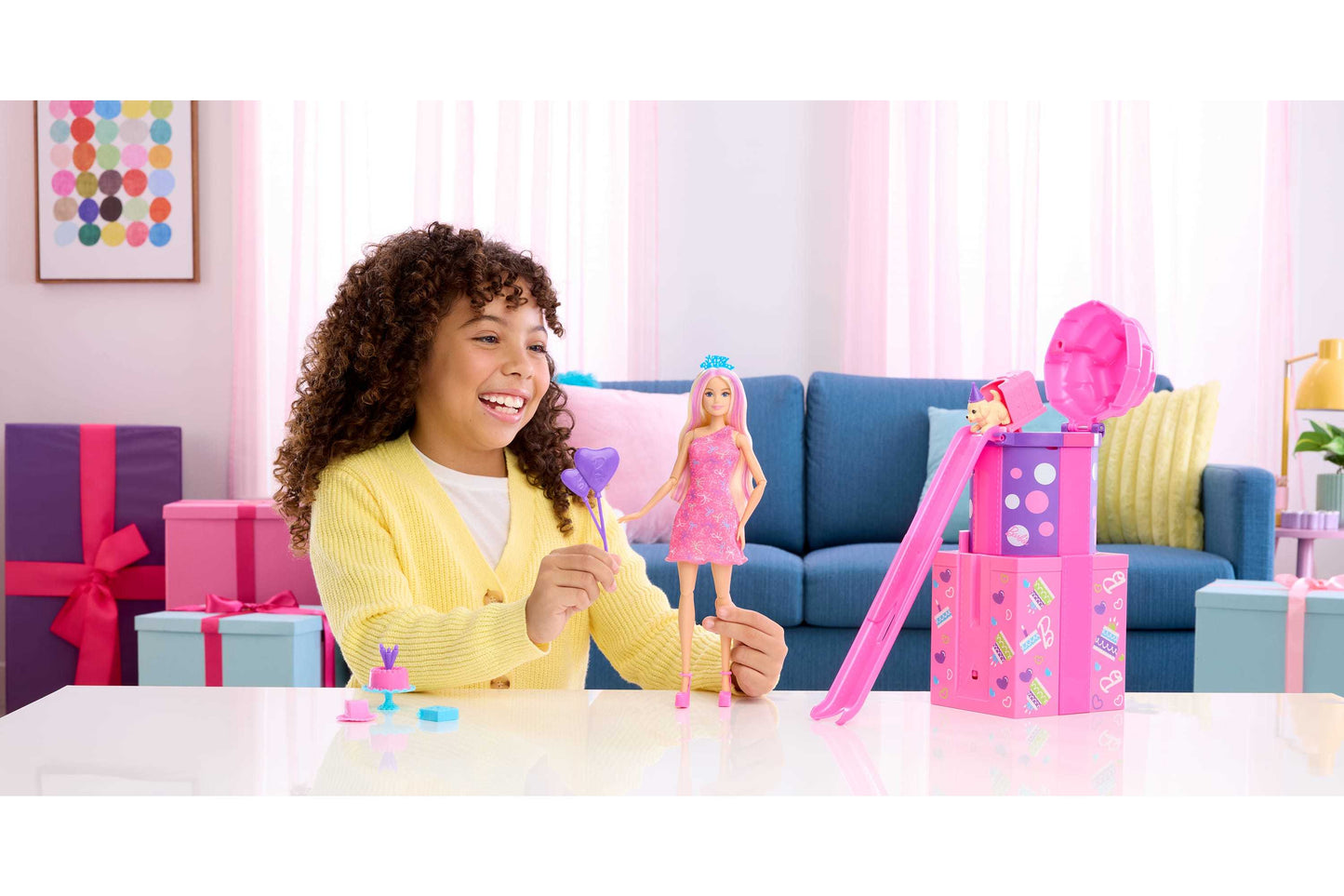 Barbie Rise & Surprise Pet Birthday Series Doll & Accessories with Slide & Surprises