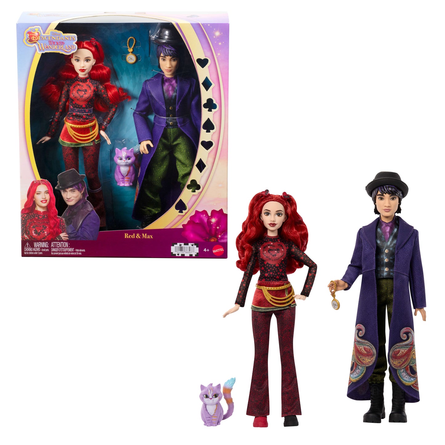 Disney Descendants: Wicked Wonderland Doll 2-Pack with Accessory & Animal Friend, Red & Max