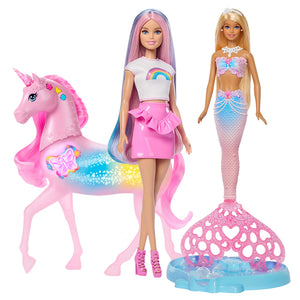 Bundle: Bubble Sparkle Mermaid, Rainbow Sparkle Hair Doll & Sparkle Lights Unicorn - 3 Pack